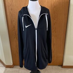 Nike Men’s Black Hooded Full-Zip Jacket with White Trim